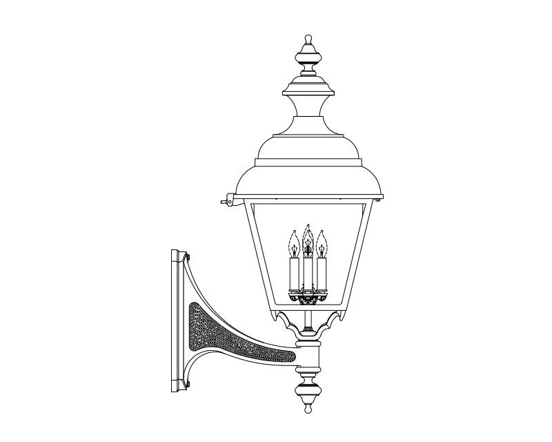 Grande Plymouth, aluminum, Wall Mount, Clear glass, (4) 40W B10, 120V